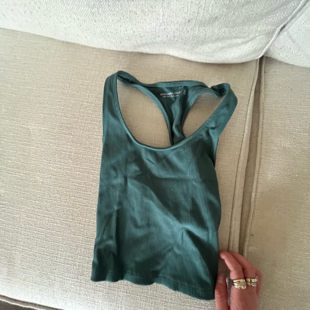 Abercrombie Ribbed Dark Green Racerback Workout Tank